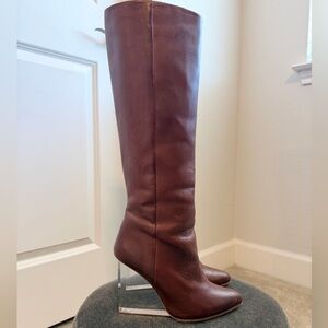 Maison Martin Margiela x H&M Brown Leather Boots with Glass Wedge Heel